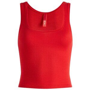 SKIMS Large Cotton Rib Tank in Cranberry